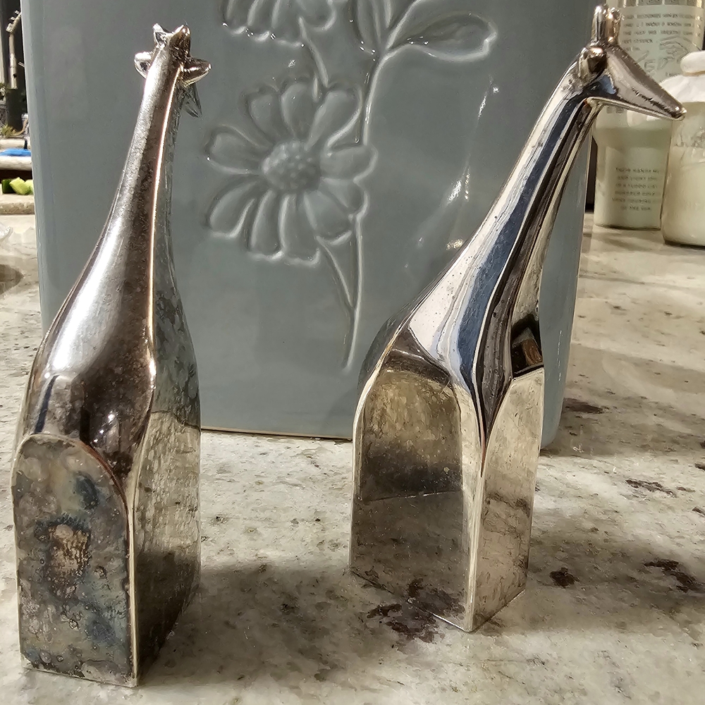 Silver Plated Giraffe Paperweight Gunnar Cýren Zoo Series Whimsical Home Decor